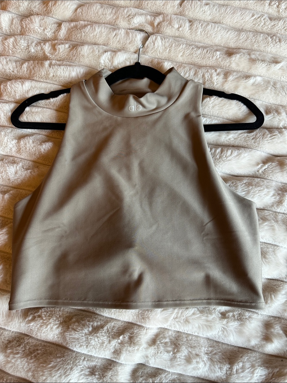 ALO Yoga High Neck Crop Tank Top in Taupe